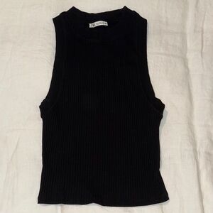 Zara Black Ribbed Tank Top